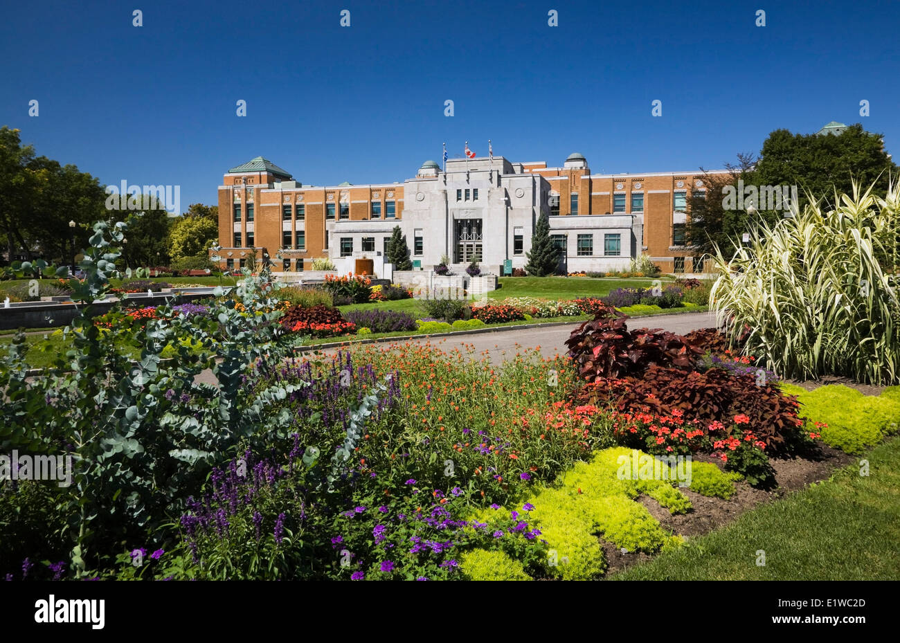 Administration building in summer at the Montreal Botanical Garden, Montreal, Quebec, Canada Stock Photo