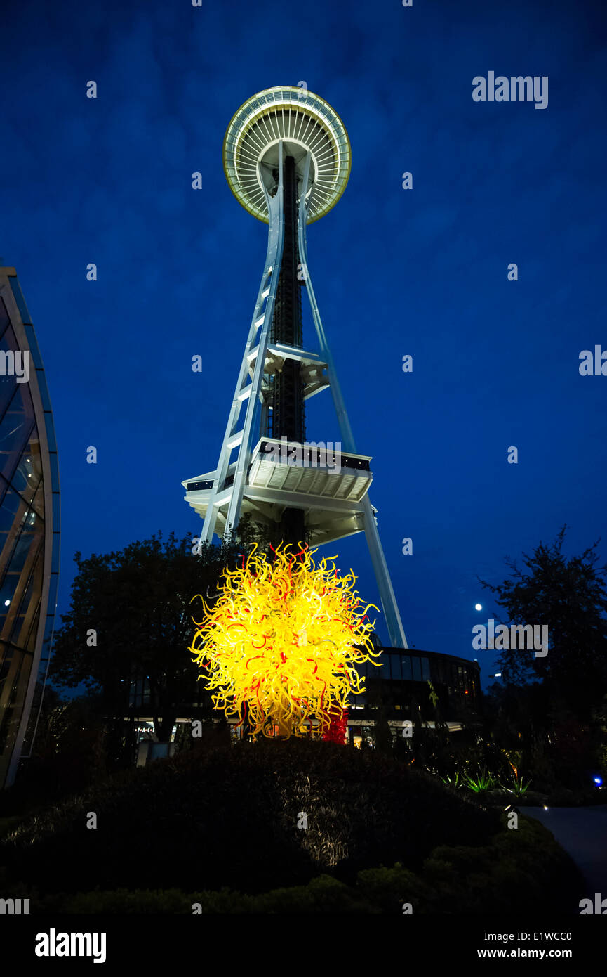 Garden and Space Needle, Seattle, United States of America Stock Photo