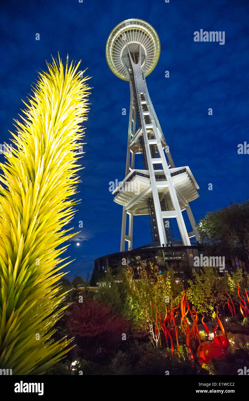 Garden and Space Needle, Seattle, United States of America Stock Photo