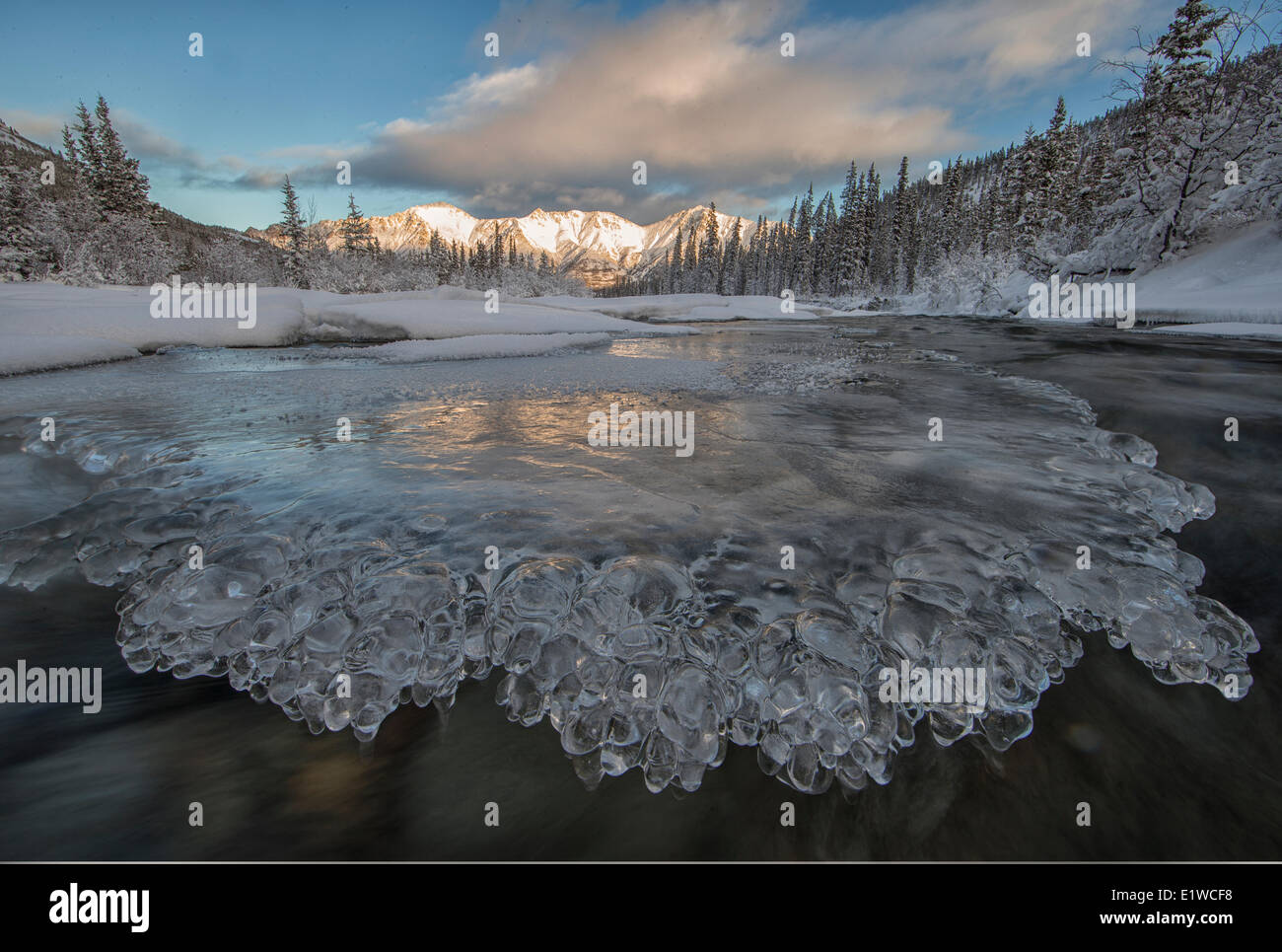 Ice forms in beautiful patterns on the wheaton river hi-res stock ...
