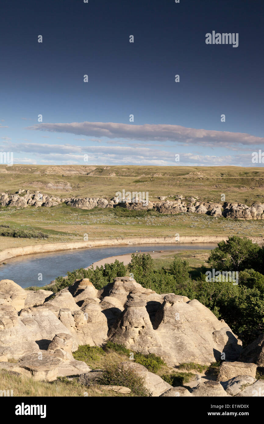 Looking across hoodoos in the Badlands the Milk River Valley in Writing