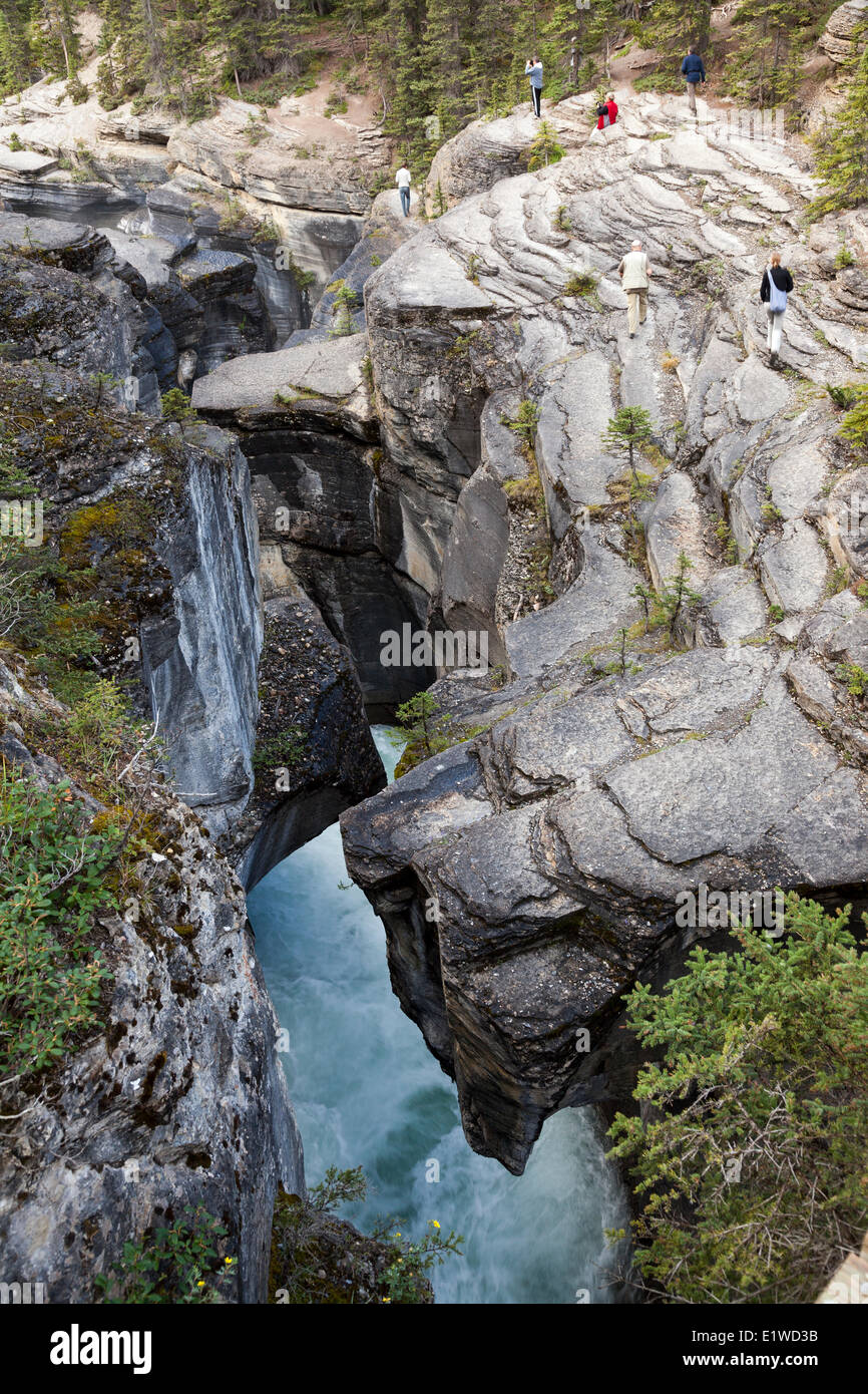 The limestone rocks of Mistaya Canyon on the Mistaya River in Banff National Park, Alberta, Canada Stock Photo