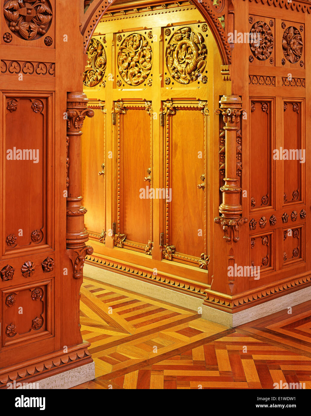 Library of Parliament, Doorway and panelling, Parliament Buildings, Ottawa, Ontario, Canada Stock Photo
