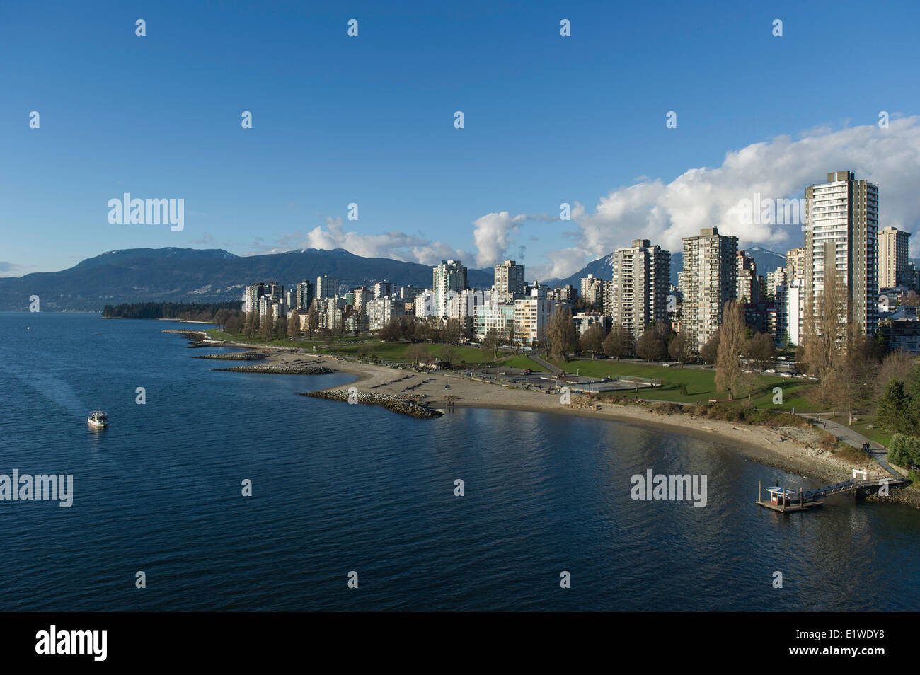 Sunset beach and the Vancouver Condos view from the Burrard Bridge.Vancouver, British Columbia Stock Photo