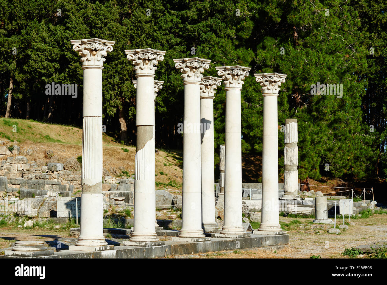 Greece, Dodecanese, Kos island, Columns in the Ancient Greek city of Asklepieion Stock Photo