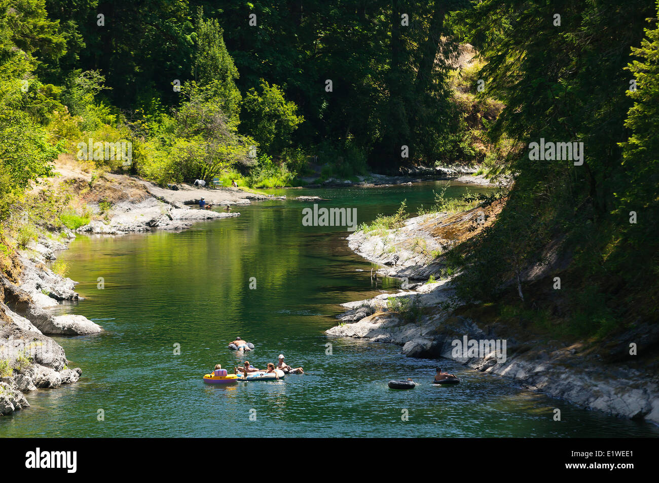 Floating down the Cowichan River is a popular activity during the