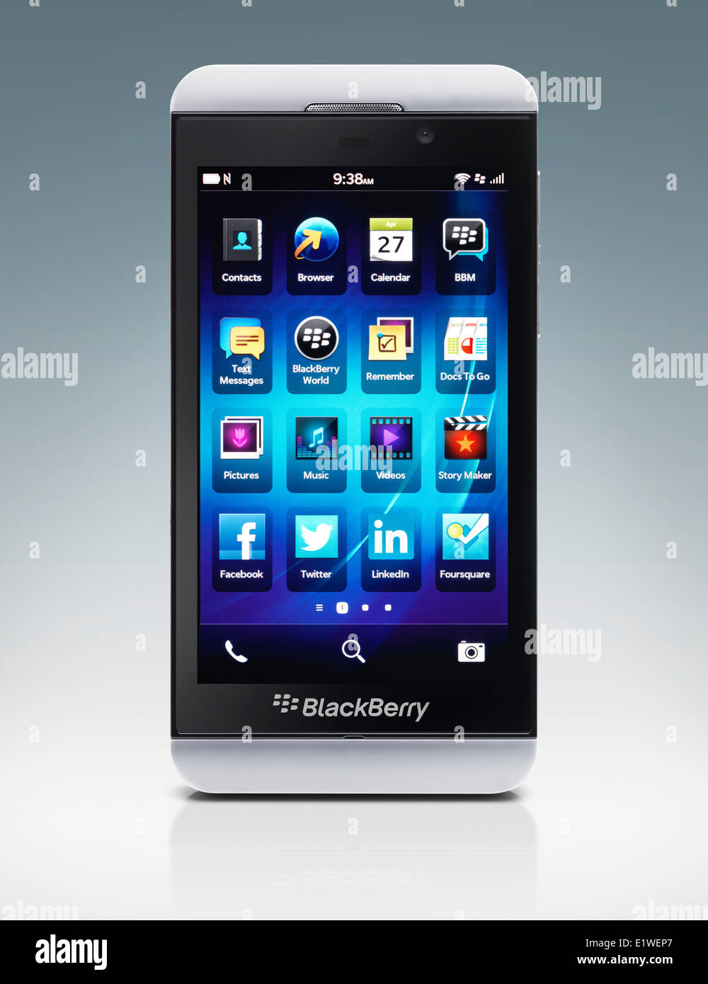Blackberry Z10 Smartphone White Phone Isolated On Blue White Gradient Background With Clipping Path Stock Photo Alamy