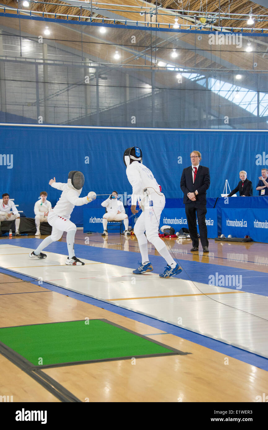 Vancouver Grand Prix of Men's Epee 2013  at Richmond Olympic Oval. Richmond, British Columbia Canada Photographer Frank Pali Stock Photo