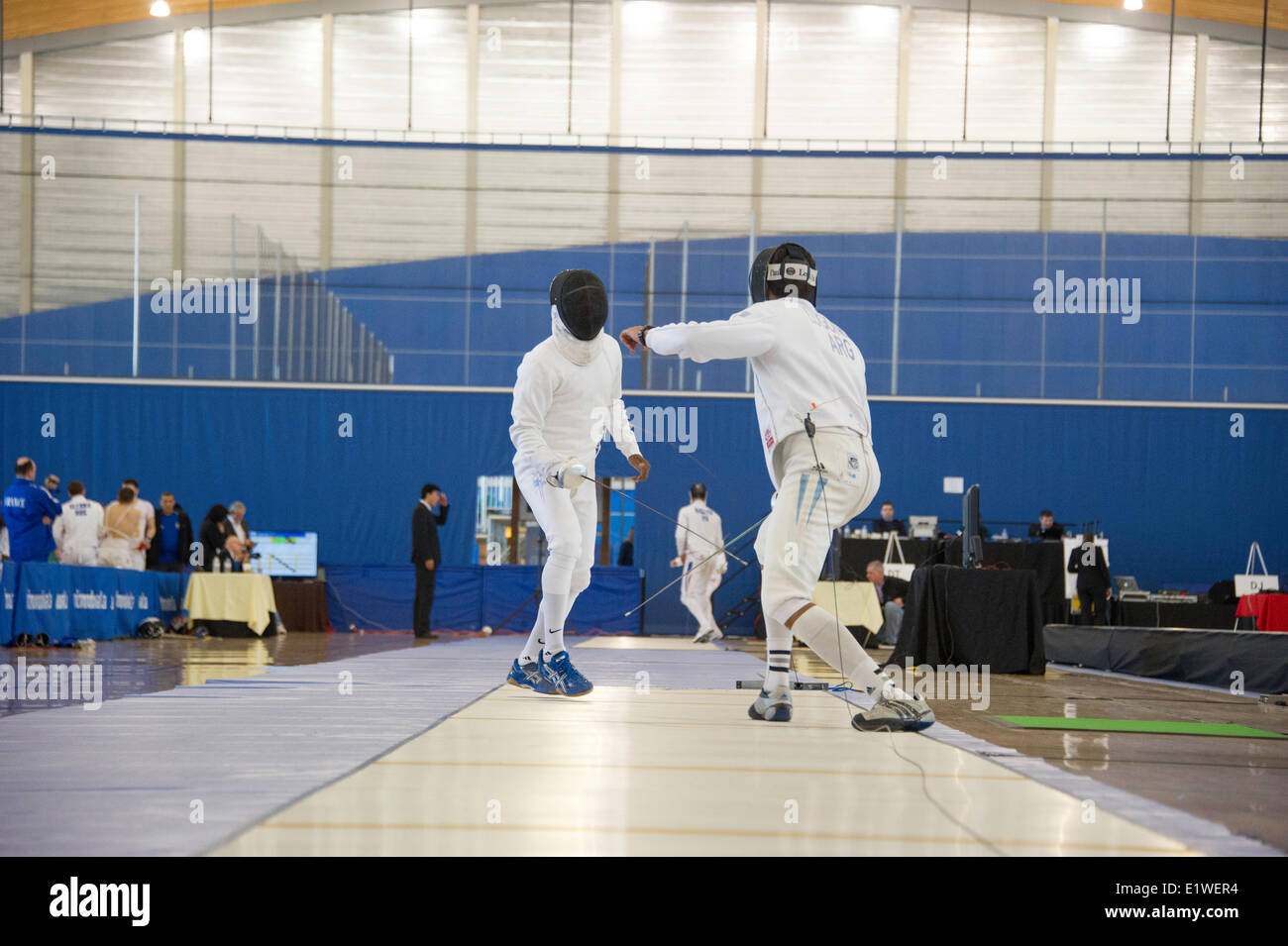 Vancouver Grand Prix of Men's Epee 2013  at Richmond Olympic Oval. Richmond, British Columbia Canada Photographer Frank Pali Stock Photo