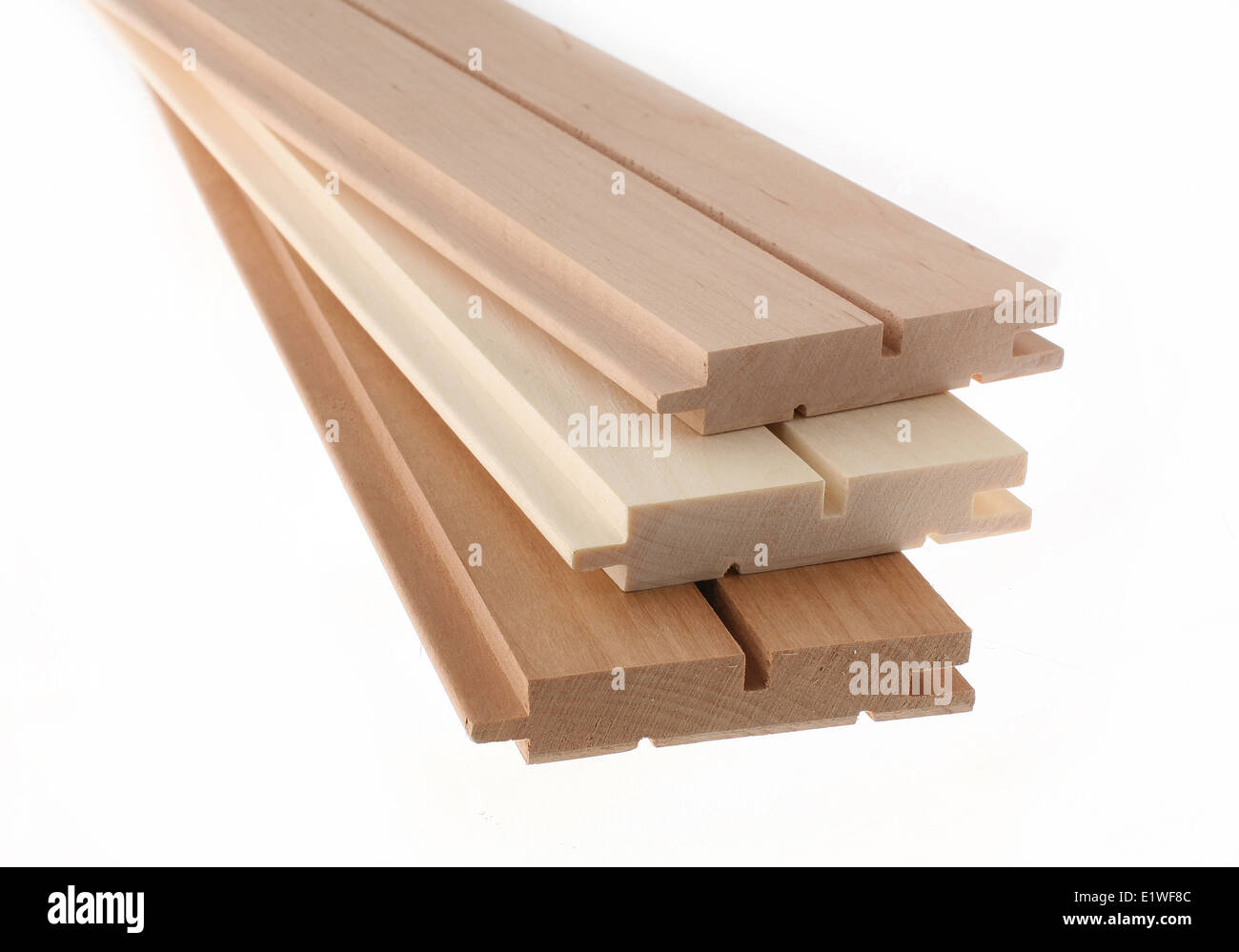 Clean freshly cut wooden plank Stock Photo