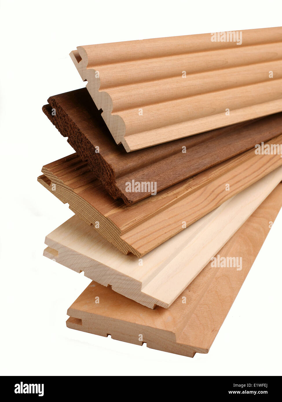 Clean freshly cut wooden plank Stock Photo