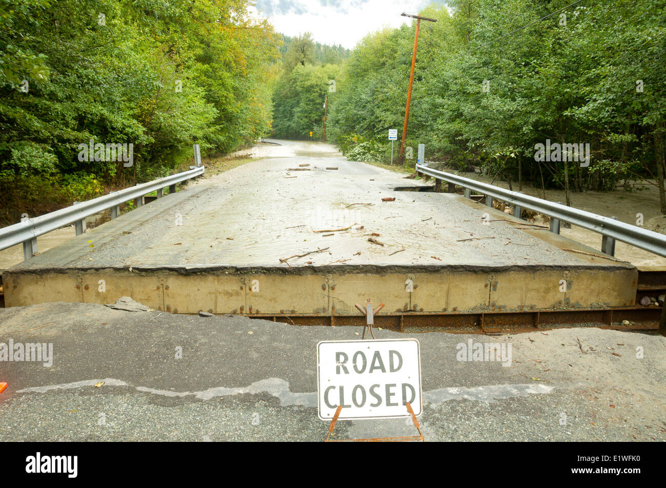 The 2010 record high historical flood in the Bella Coola Valley, British Columbia Stock Photo