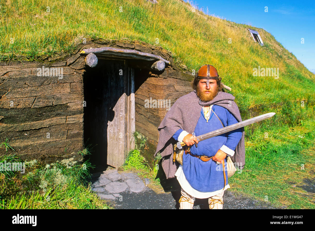 Viking Settlement, L'Anse aux Meadows, National Historic Site, UNESCO Site, Newfoundland, Canada Stock Photo
