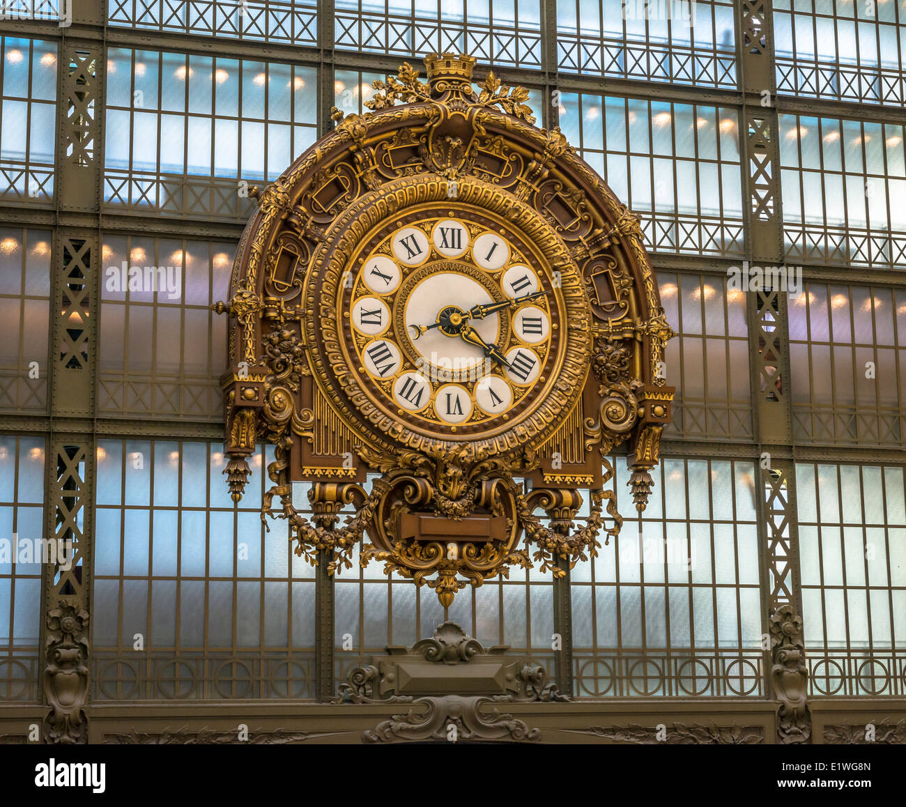 Paris - August 30: Clock inside Orsay Museum in Paris on August 30, 2013 in Paris, France Stock Photo