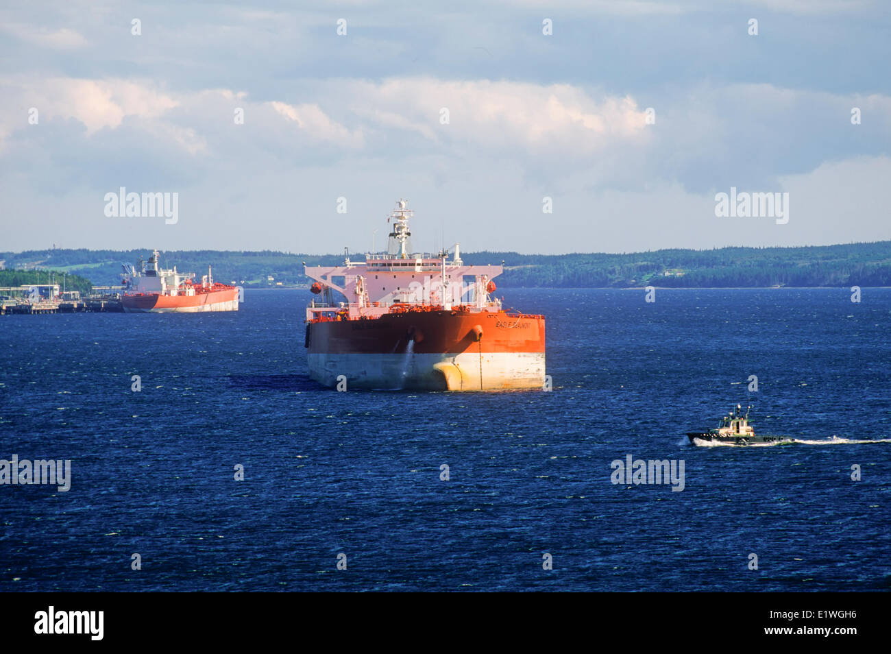 Oil Tanker, Port Hawksberry, Cape Breton, Nova Scotia, Canada Stock Photo