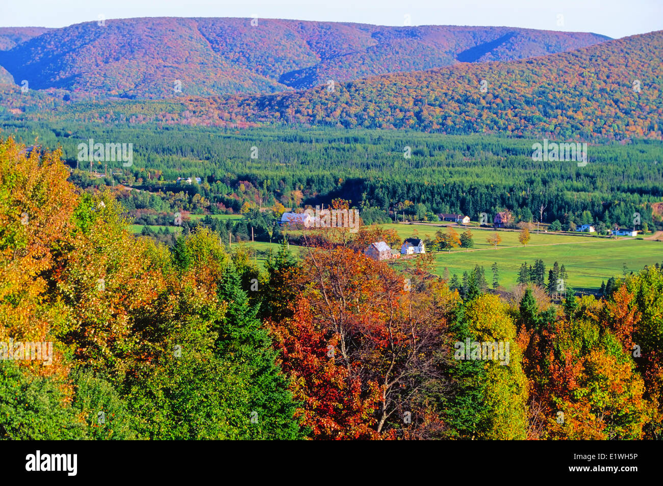 Margaree Valley in fall, Cape Breton, Nova Scotia, Canada Stock Photo