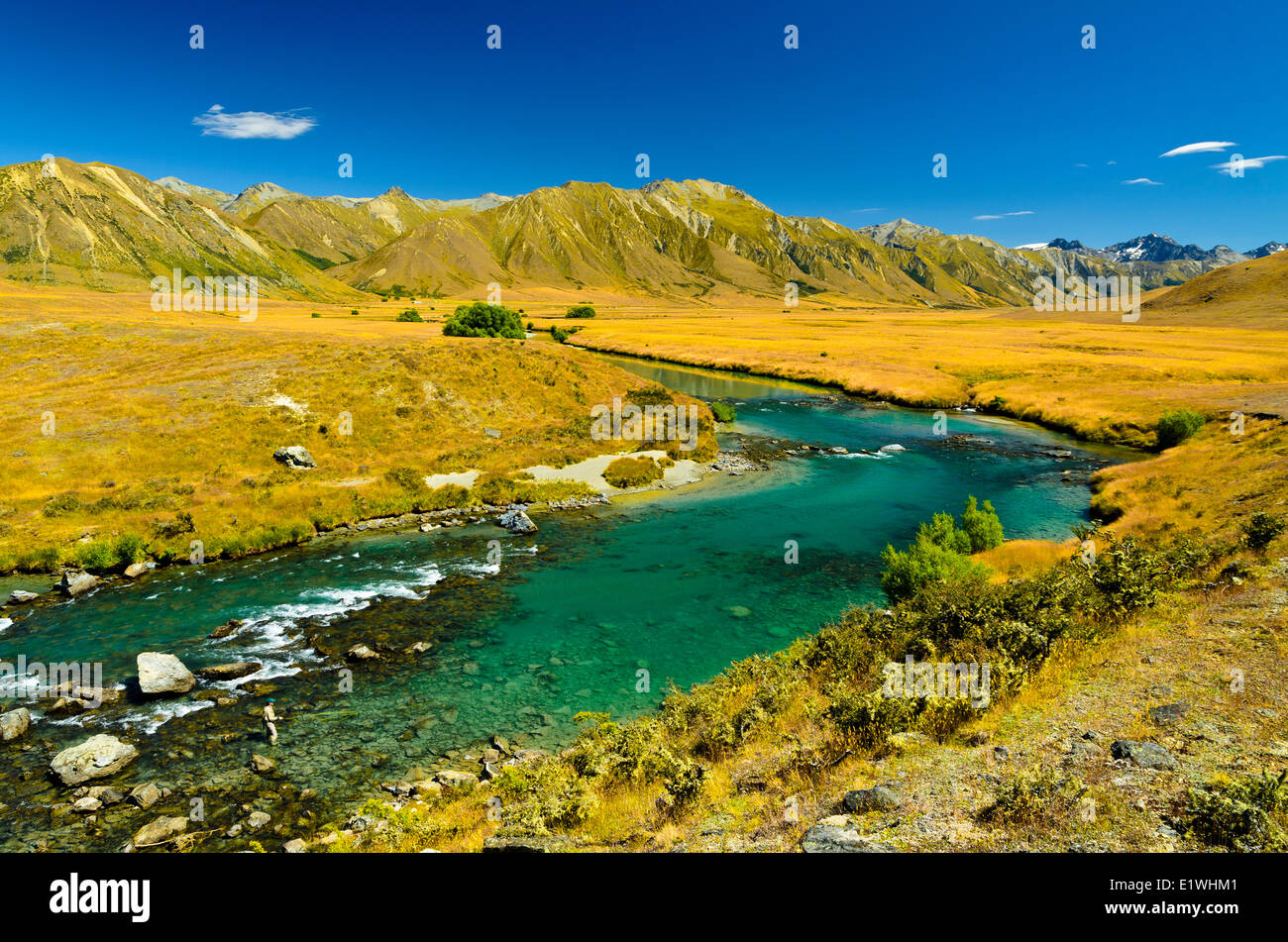 Ahuriri River South Island New Zealand Trout Fishing Stock Photo Alamy