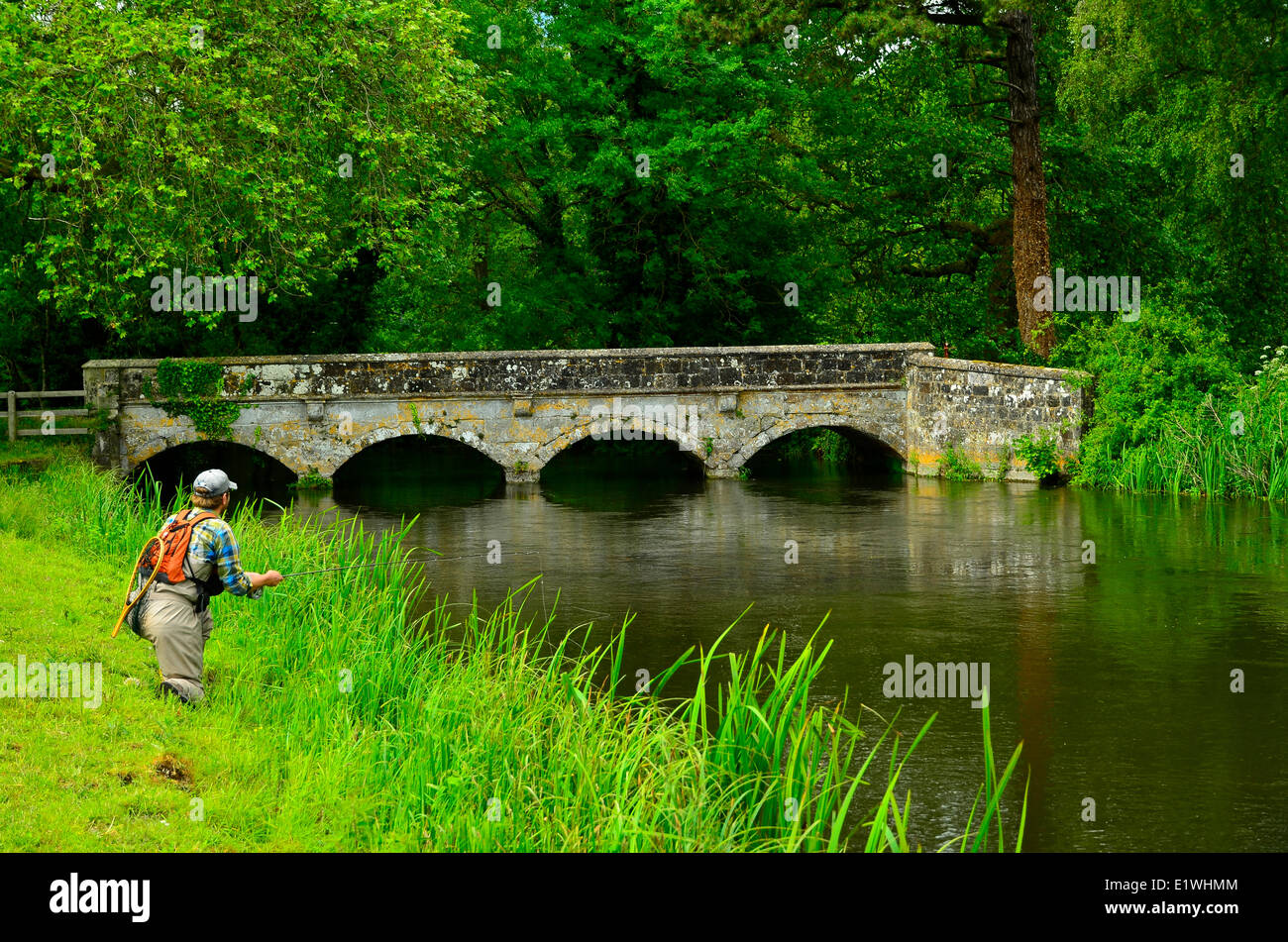 Avon River Chalkstreams England Trout Fishing Stock Photo