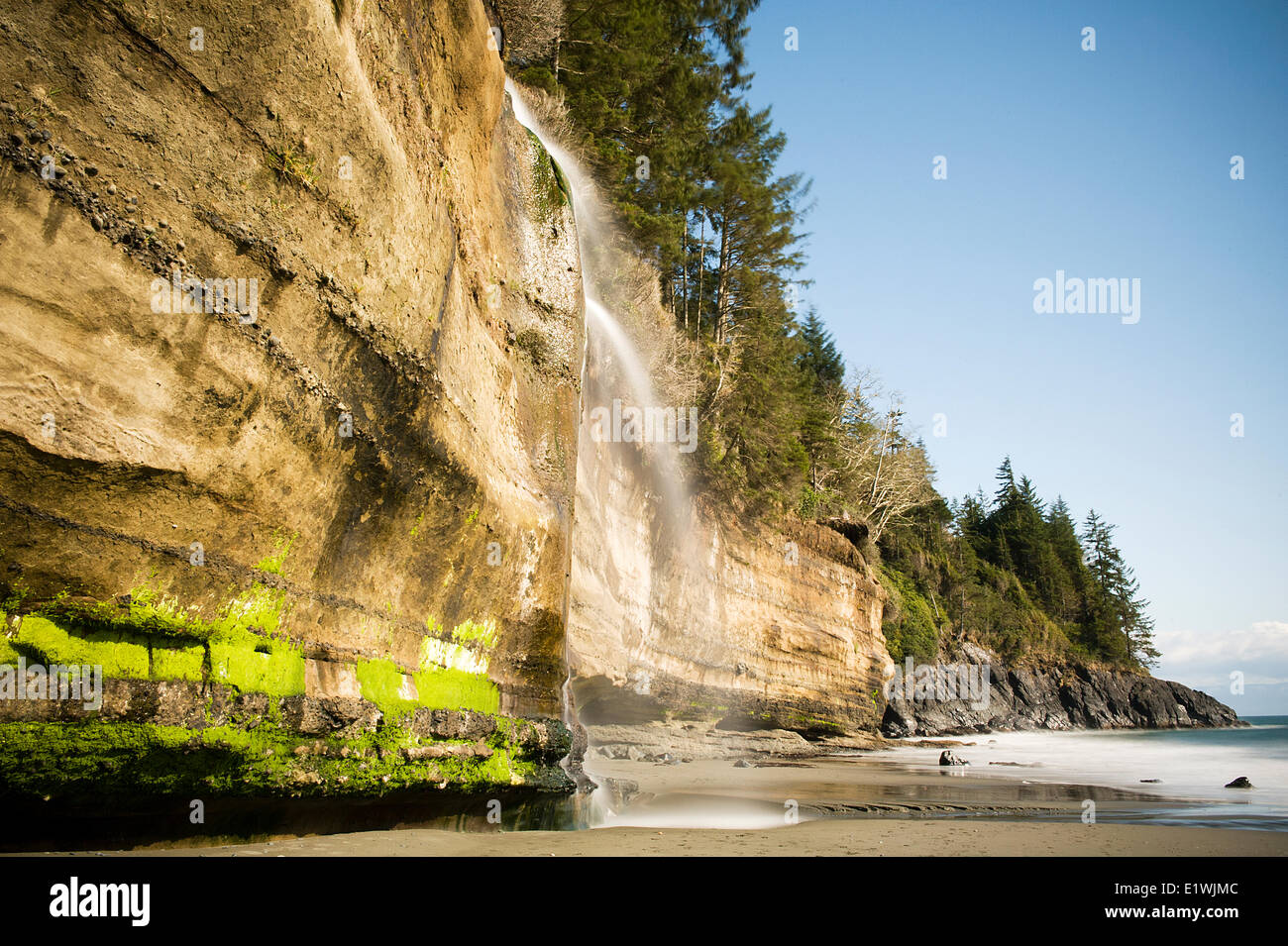 A waterfall at Mystic Beach along the Juan de Fuca Provincial Park, BC