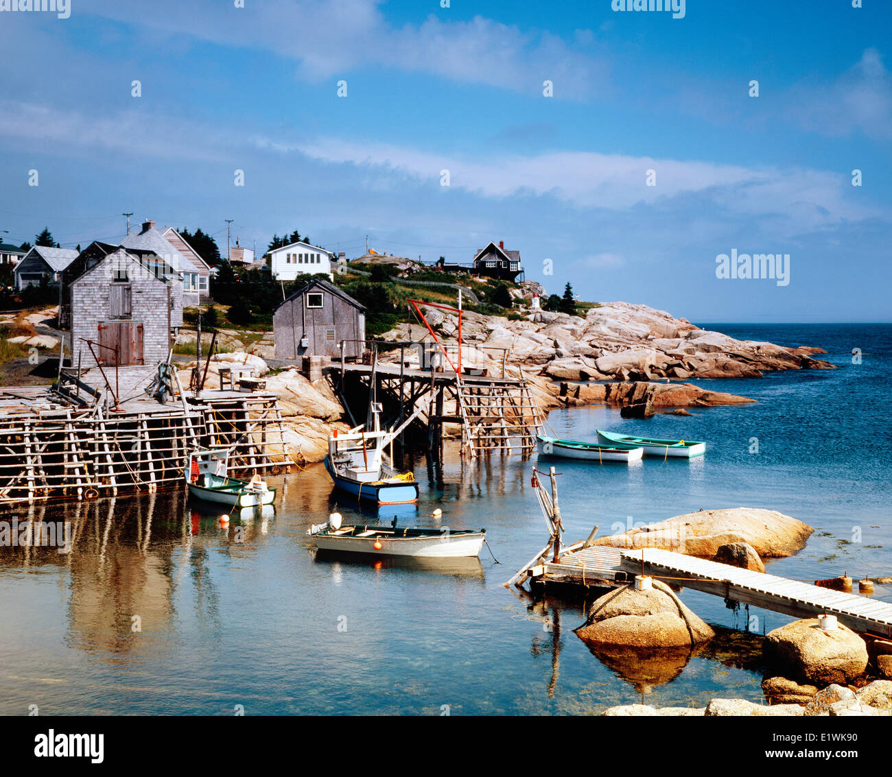 Portuguese Harbour; Canada,Nova Scotia;East Coast;Harbor;Lighthouse;Fishing Village Stock Photo