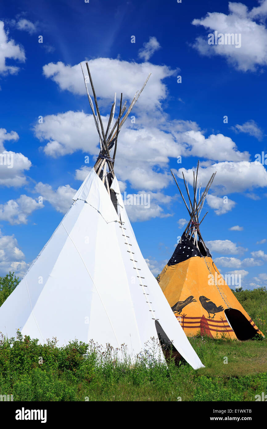 Teepees at Fort Whyte, Winnipeg, Manitoba, Canada Stock Photo