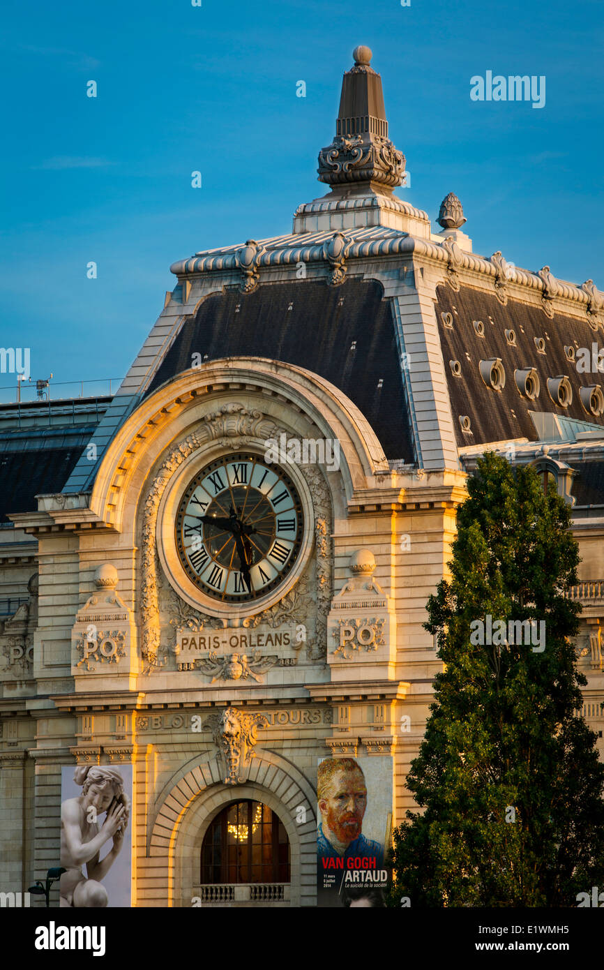 Detail of Musee d'Orsay along River Seine, Paris France Stock Photo
