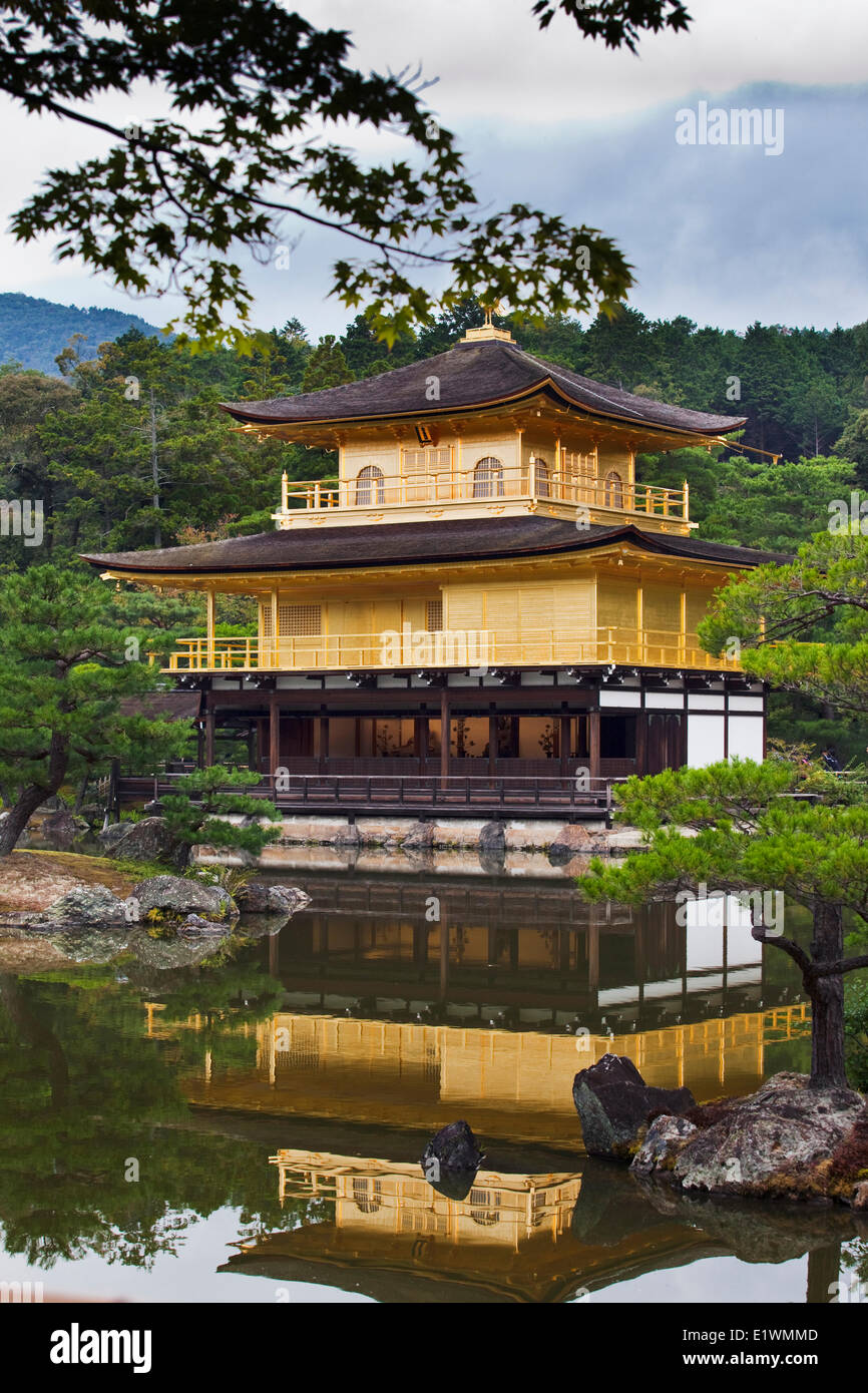 Located northern Kyoto Kinkaku-ji or Temple the Golden Pavilion was the retirement villa the shogun Ashikaga Yoshimitsu who Stock Photo