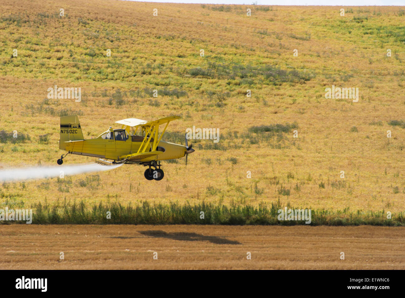 Crop duster in the palouse region of idaho.IDAHO USA Stock Photo