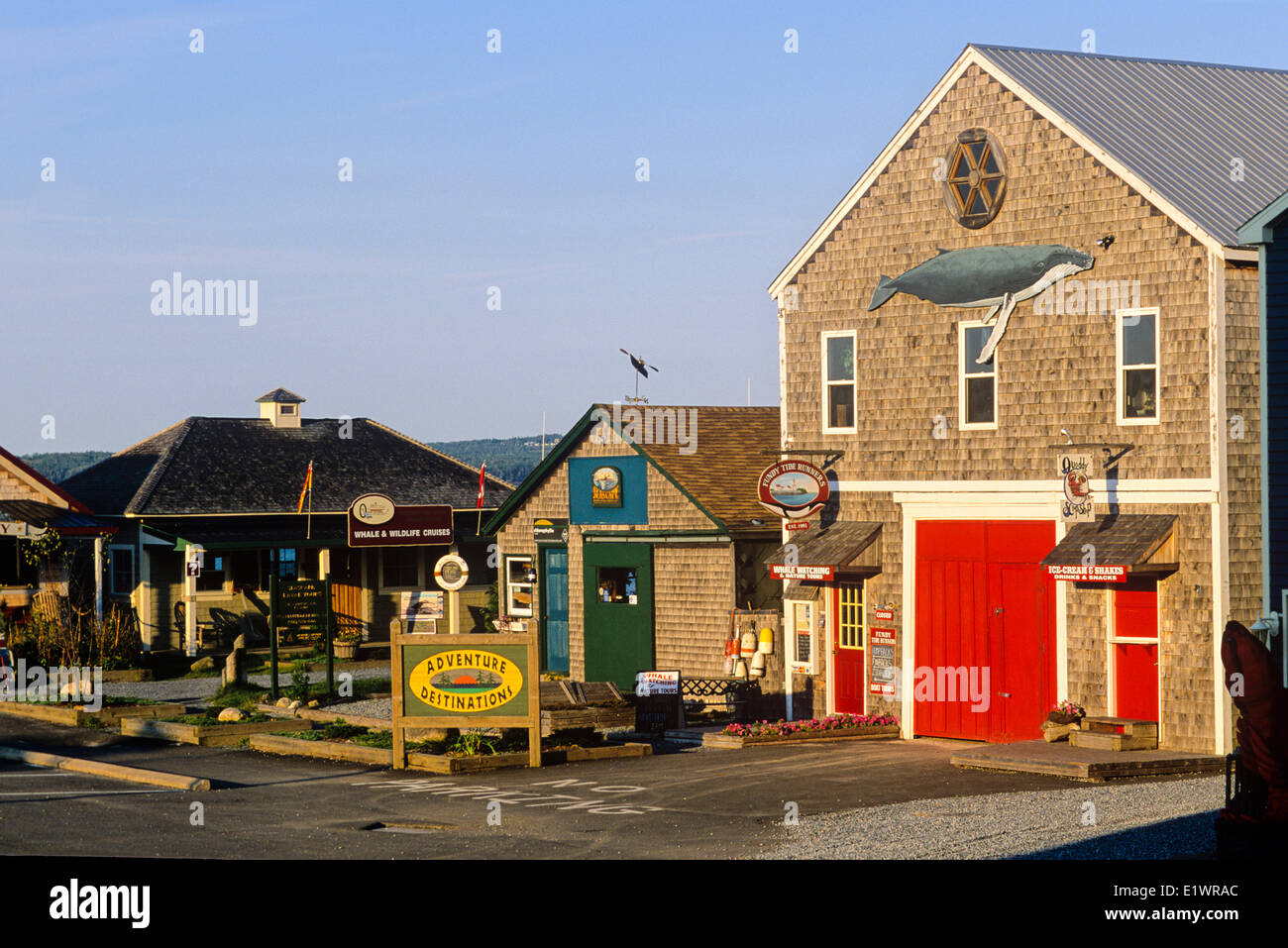 Shops along St. Andrews waterfront, New Brunswick, Canada Stock Photo