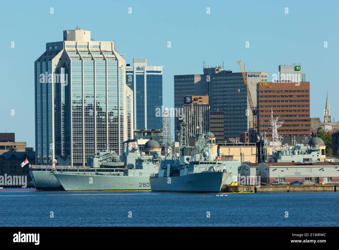 Naval ships docked at Royal Naval Dockyard, Halifax, Nova Scotia, Canada Stock Photo