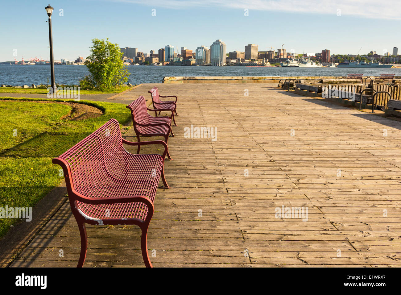 Park benches, Dartmouth waterfront, Nova Scotia, Canada Stock Photo Alamy