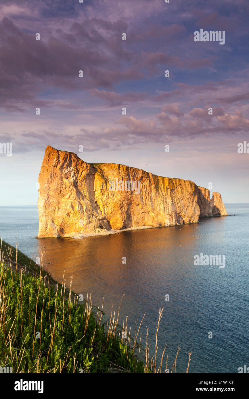The giant pierced rock at Perce, Quebec, Canada Stock Photo