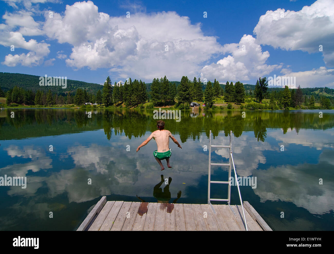 Swimming, Harmon Lake, Kane Valley, near Merritt, British Columbia