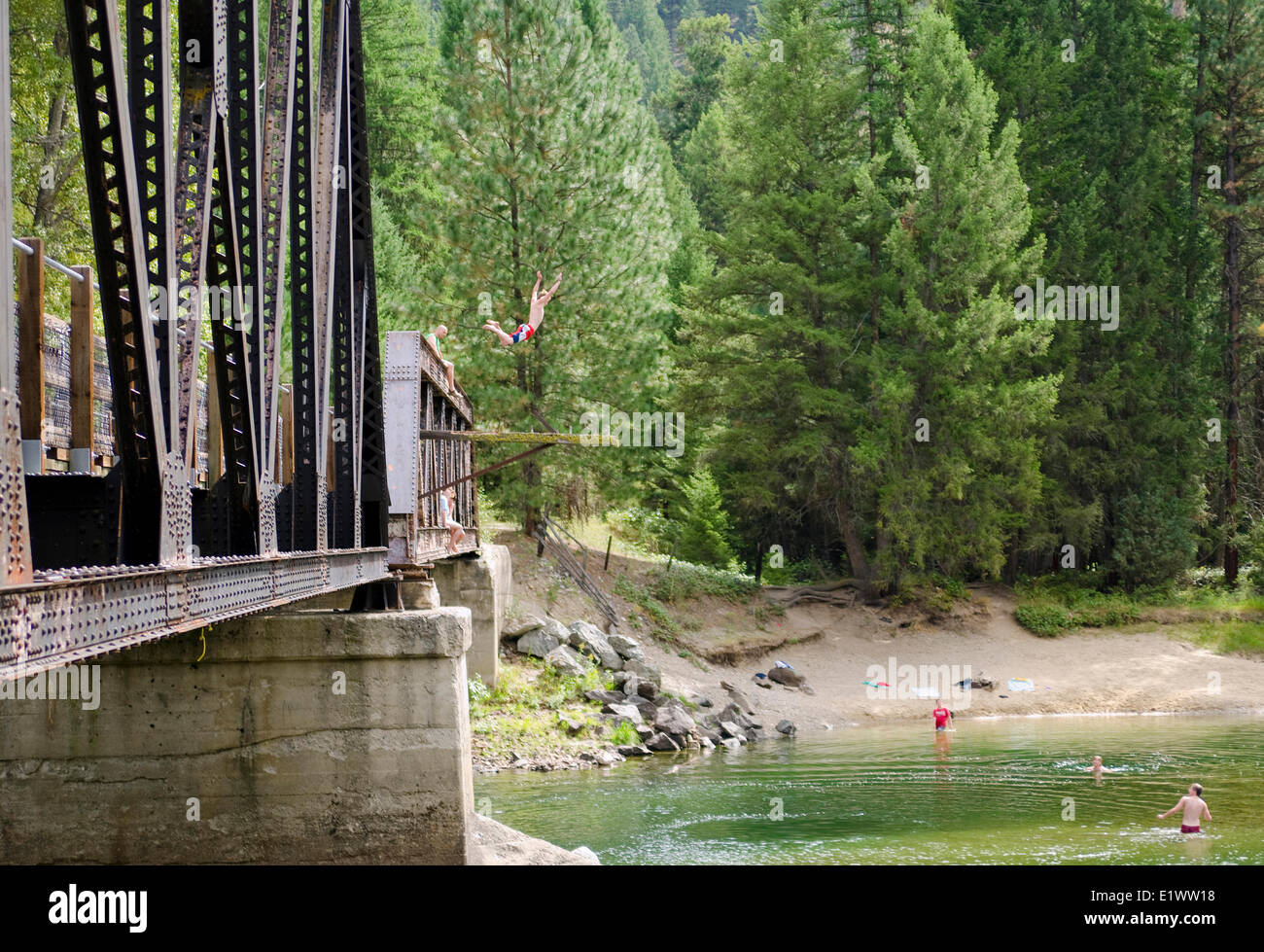 Swimming, Kettle River Provincial Park, near Rock Creek, British Columbia, Canada. Stock Photo