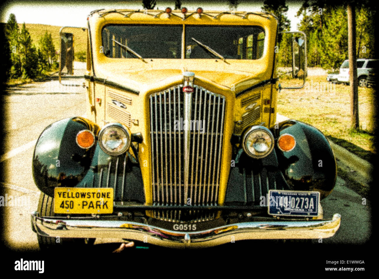 Historic Tour Bus of Yellowstone National Park Stock Photo - Alamy