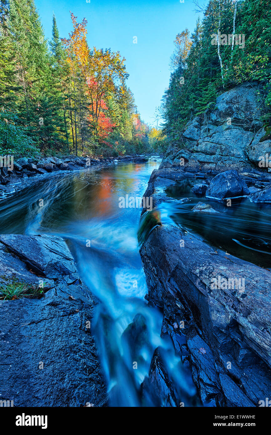 The Oxtongue River flowing through Algonquin Park with the autumn