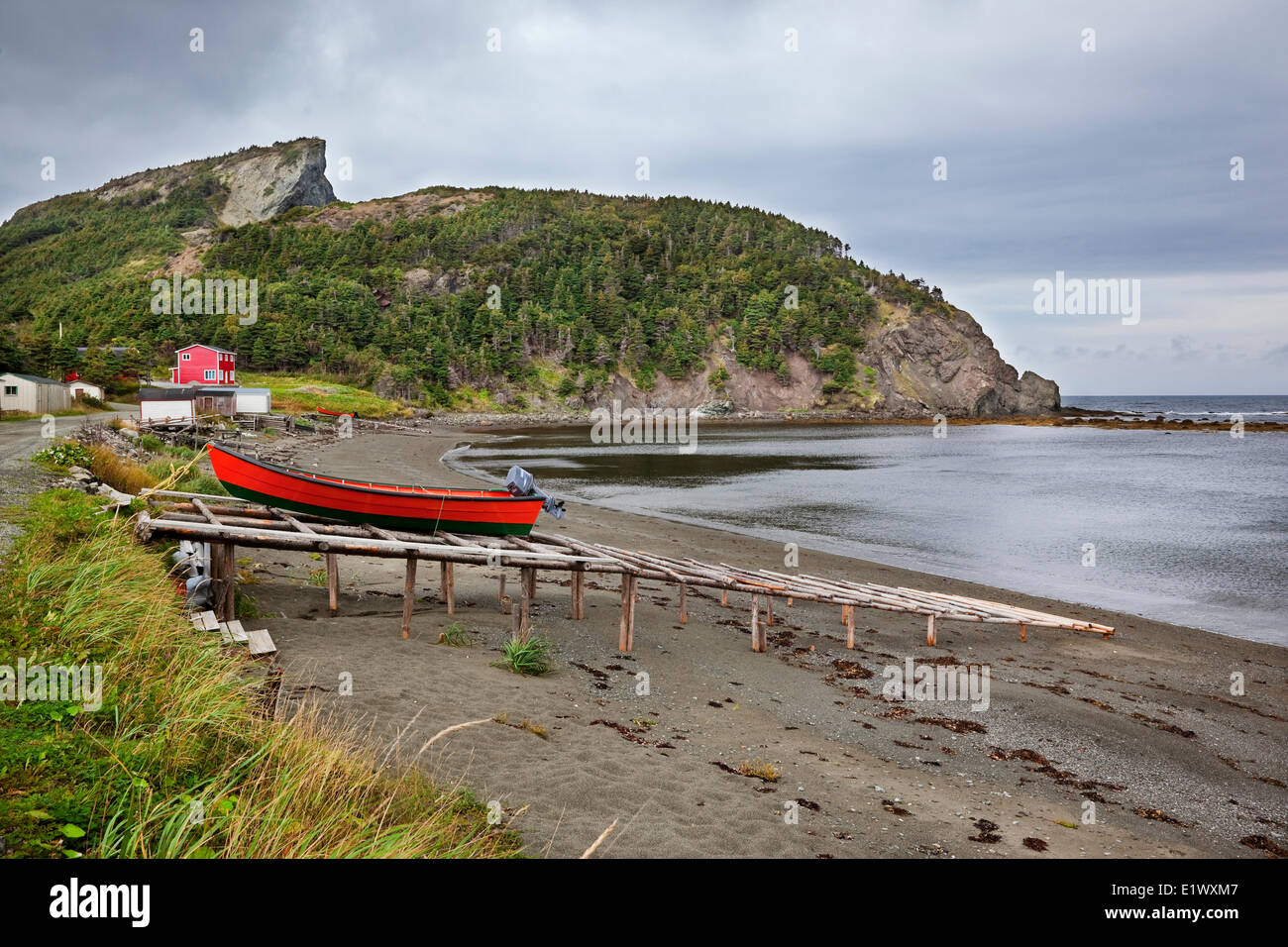Located on the west coast Newfoundland Bottle Cove opens directly into the Gulf Saint Lawrence is renowned for its rugged Stock Photo