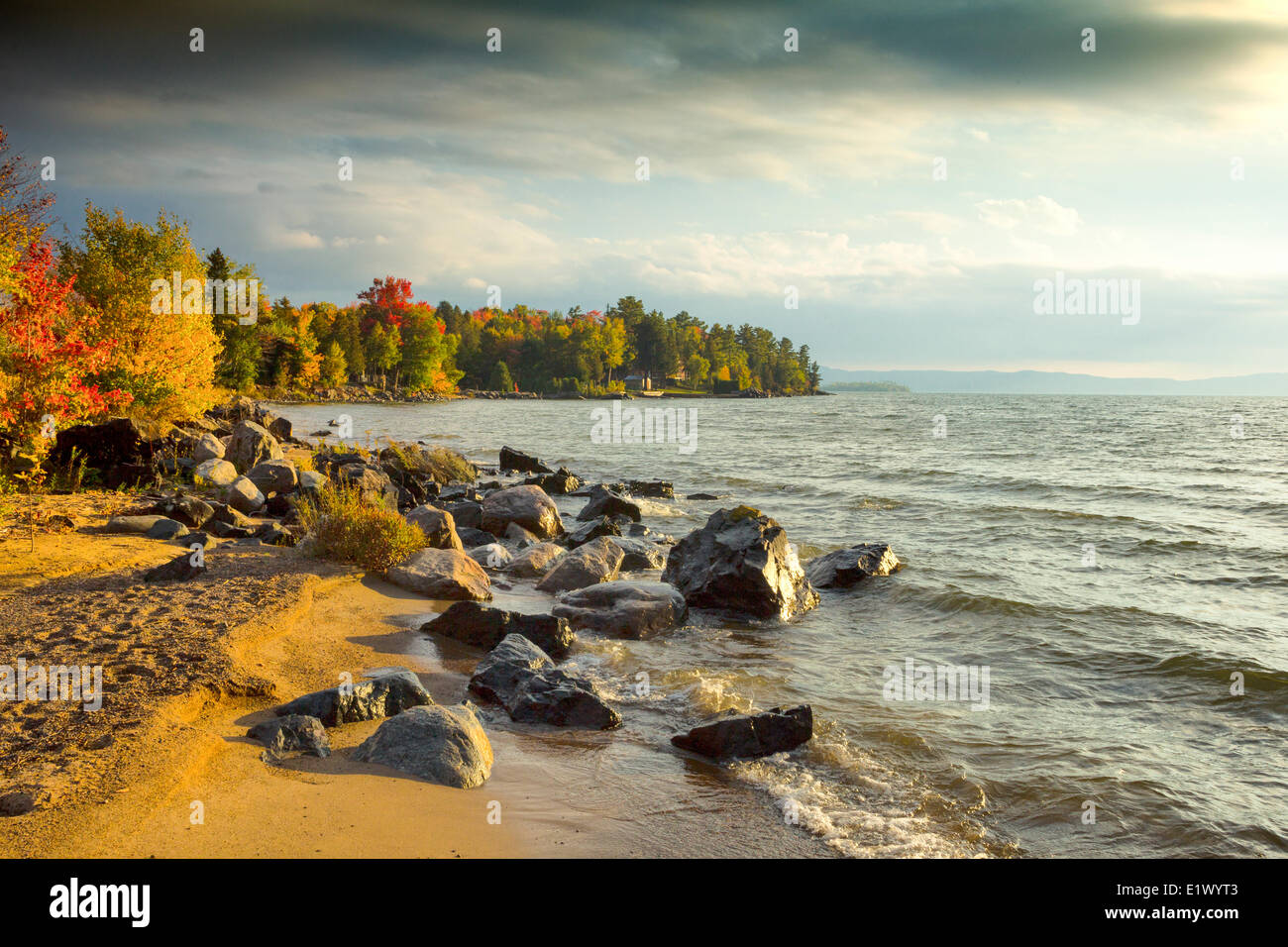 Storm over Lake Superior, Algoma District, Ontario, Canada Stock Photo