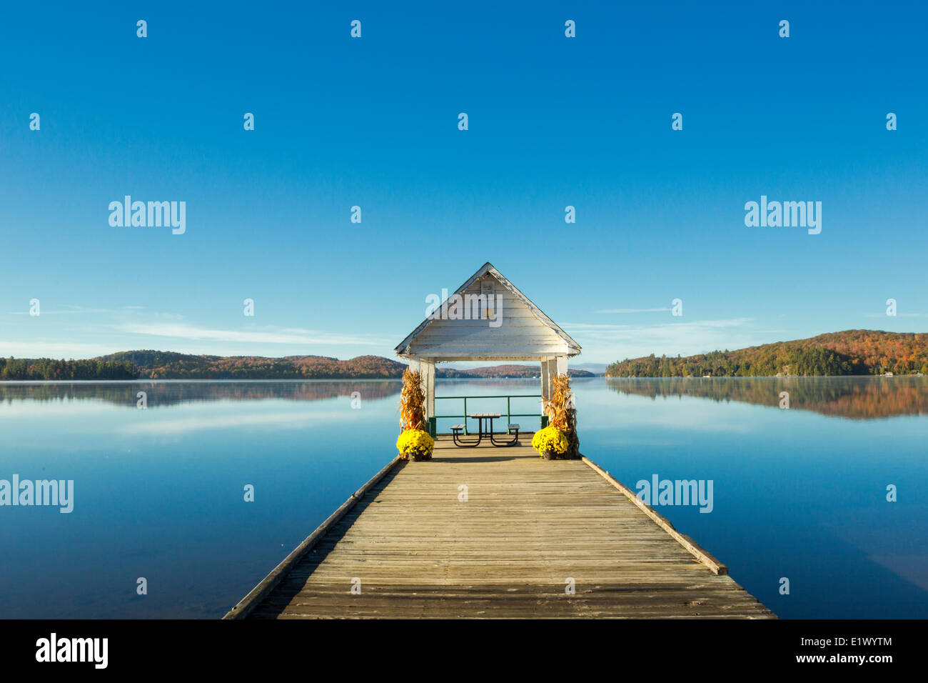 Dock, Lake of Bays, Muskoka, Ontario, Canada Stock Photo