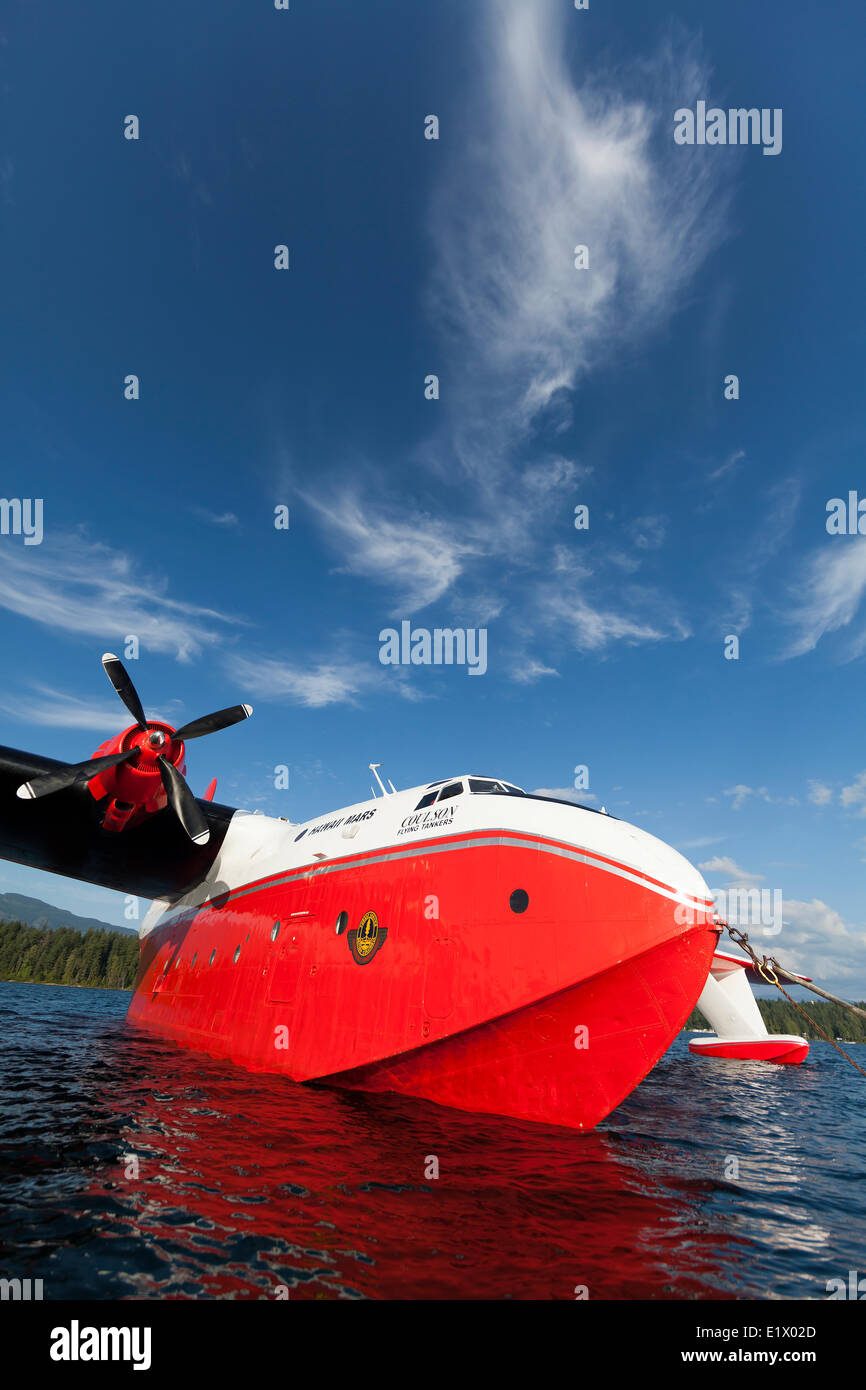 The huge Martin Mars Water Bombers are a popular tourist draw at their home base on Sproat Lake in Port Alberni.  Port Alberni Stock Photo