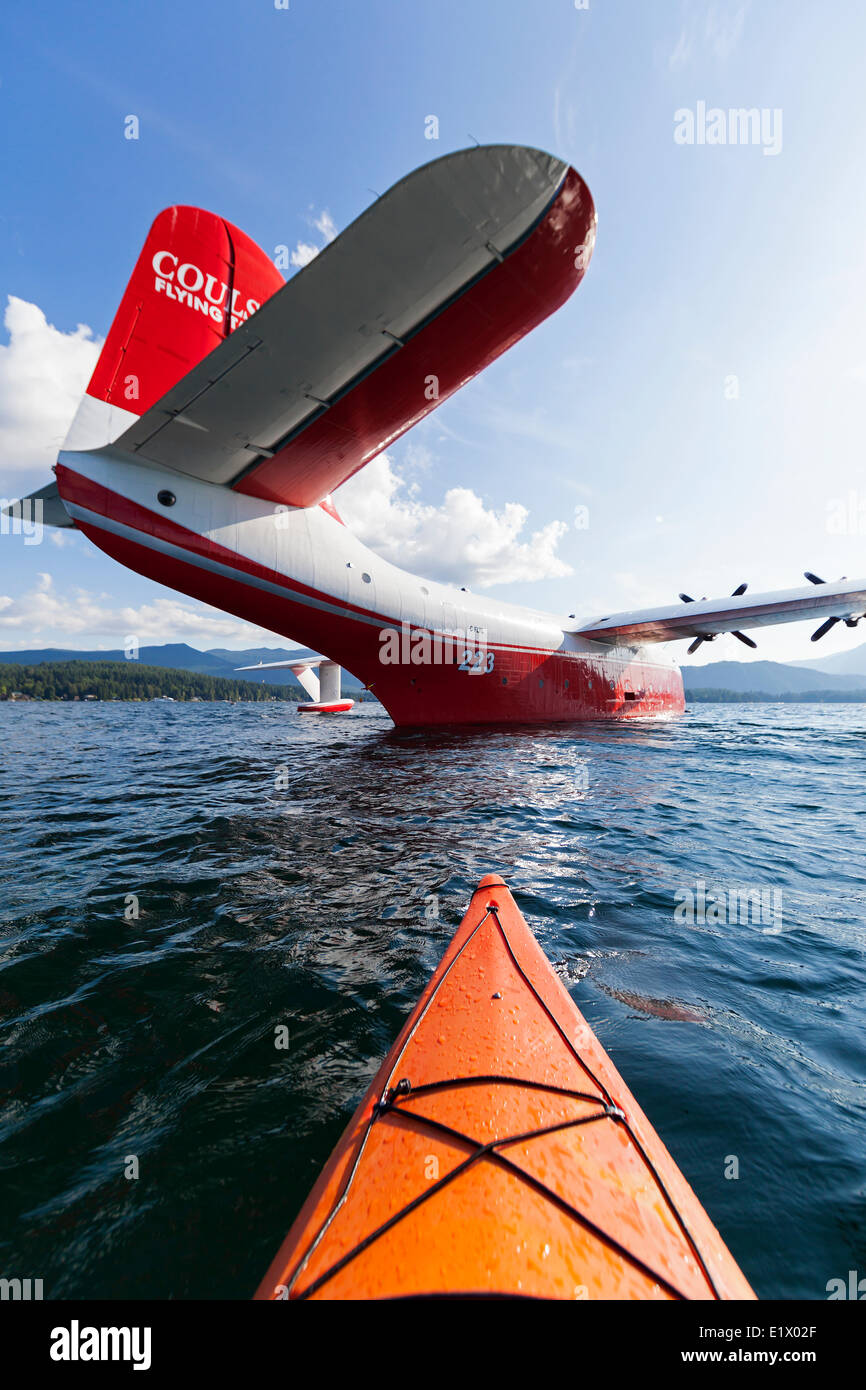 The huge Martin Mars Water Bombers are a popular tourist draw at their home base on Sproat Lake in Port Alberni.  Port Alberni Stock Photo