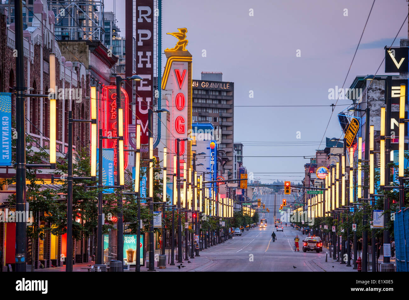 Early morning Granville Street. Stock Photo