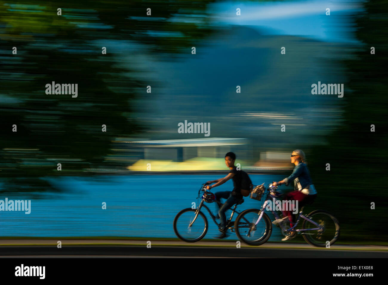 Bike riders, Stanley Park. Stock Photo
