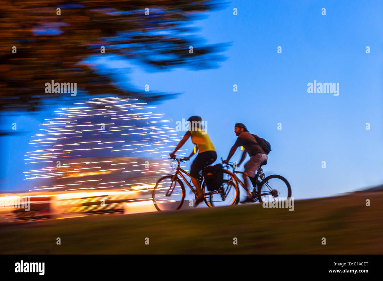 Bicyclists and Science World. Stock Photo