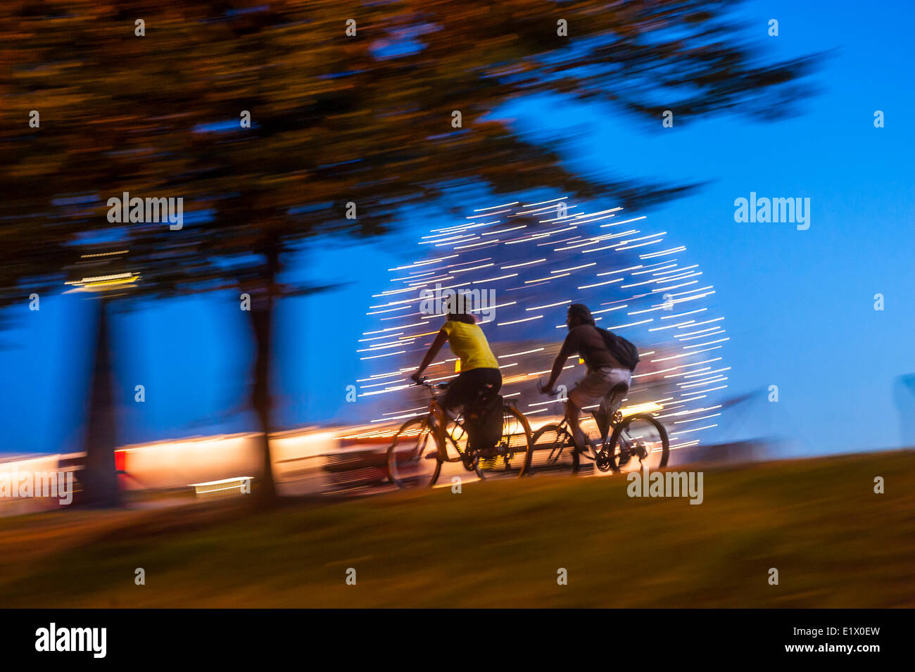 Bicyclists and Science World. Stock Photo