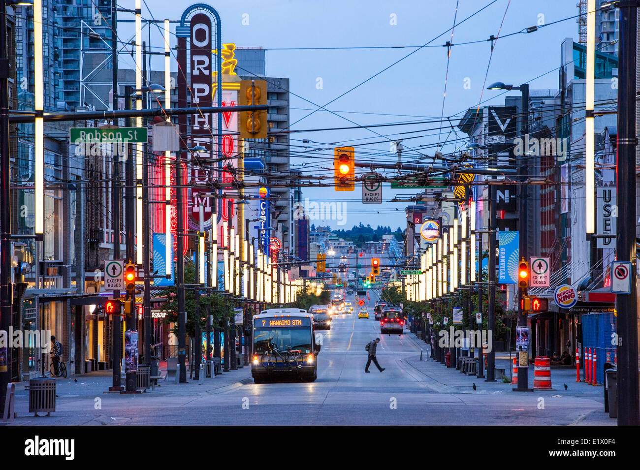 Early morning on Granville Street. Stock Photo