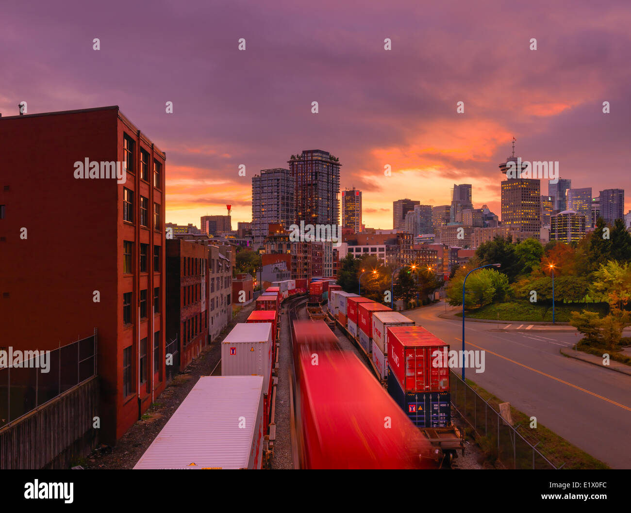 Train Yard, Vancouver, British Columbia, Canada, Vancouver, British Columbia, Canada Stock Photo