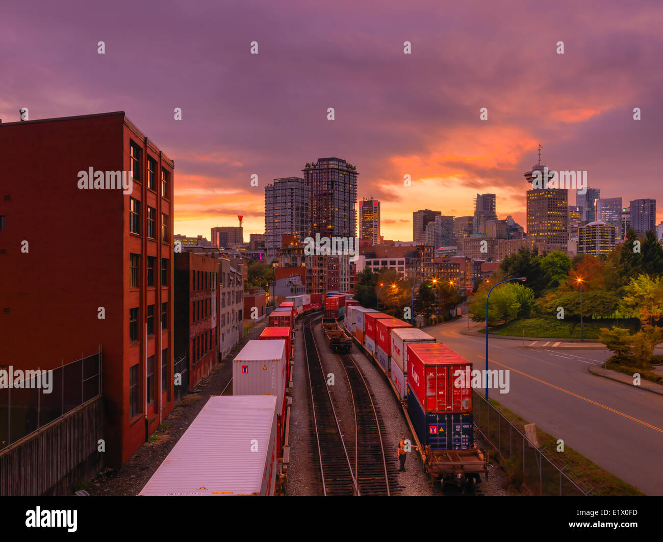 Train Yard, Vancouver, British Columbia, Canada Stock Photo