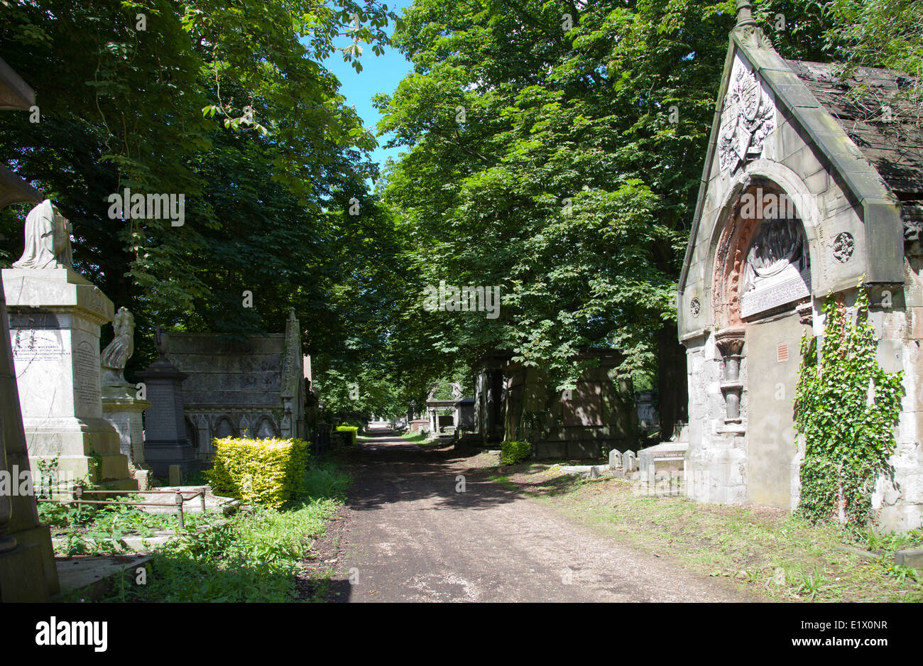 Kensal Green Cemetery on Harrow Road in West London - UK Stock Photo