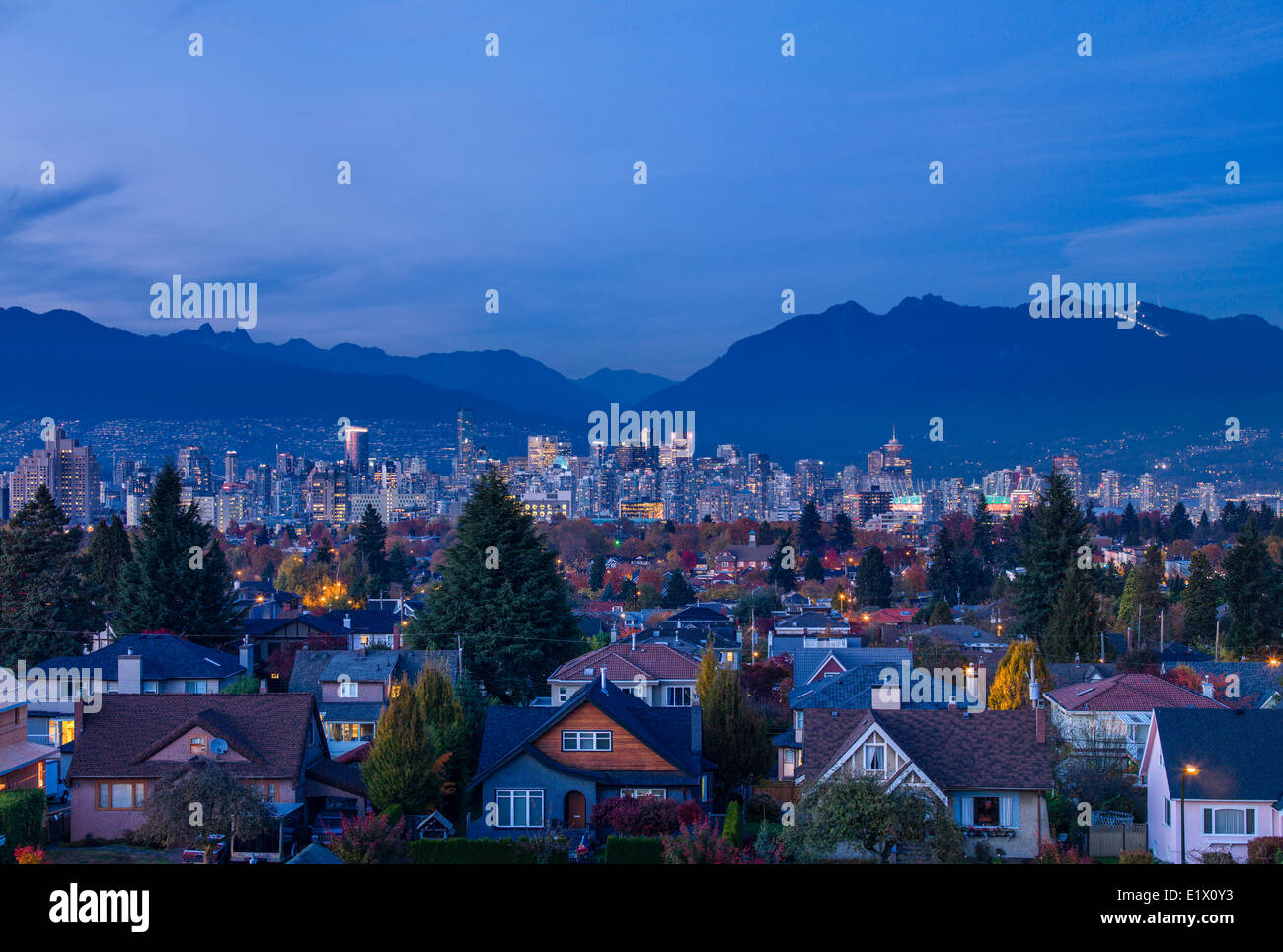 Neighbourhood. West 26th Ave and Cambie looking north, Vancouver, British Columbia, Canada Stock Photo
